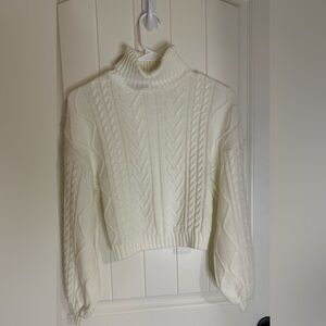 Zaful White Knit cropped turtleneck sweater- Size Small